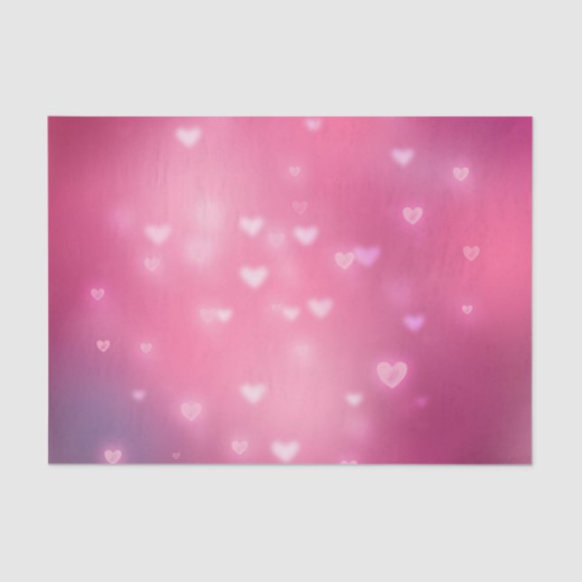 Pink Hearts Bokeh Birthday Tissue Paper (Front)