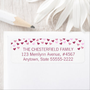 Pink Hearts Border Return Address Label