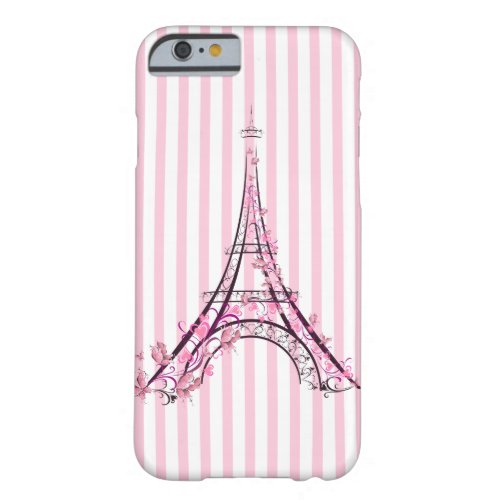 Pink Hearts  Butterflies Paris Eiffel Tower Barely There iPhone 6 Case
