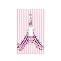 Pink Hearts & Butterflies Paris Eiffel Tower Light Switch Cover