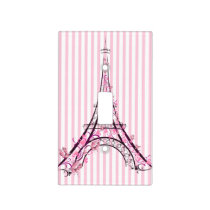 Pink Hearts & Butterflies Paris Eiffel Tower Light Switch Cover