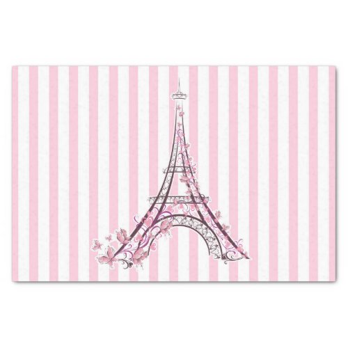 Pink Hearts  Butterflies Paris Eiffel Tower Party Tissue Paper