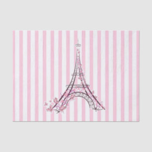 Pink Hearts & Butterflies Paris Eiffel Tower Party Tissue Paper