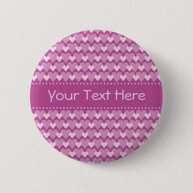 Pink Hearts button, customize Pinback Button (Front)
