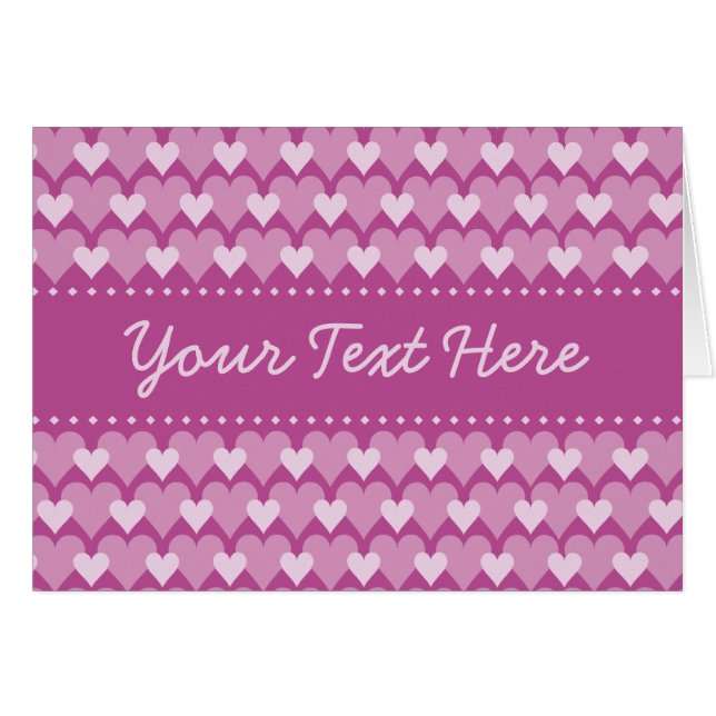 Pink Hearts card, customize (Front Horizontal)