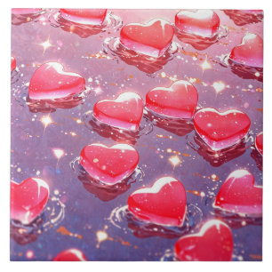 Pink hearts Ceramic Tile