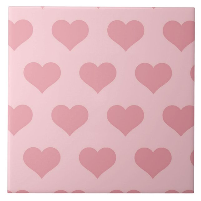 Pink hearts ceramic tile (Front)