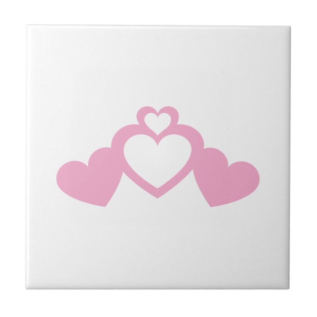Pink Hearts Ceramic Tile (Front)