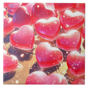 Pink hearts Ceramic Tile