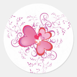 Pink Hearts Classic Round Sticker