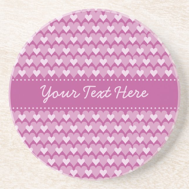 Pink Hearts coaster, customize Coaster (Front)