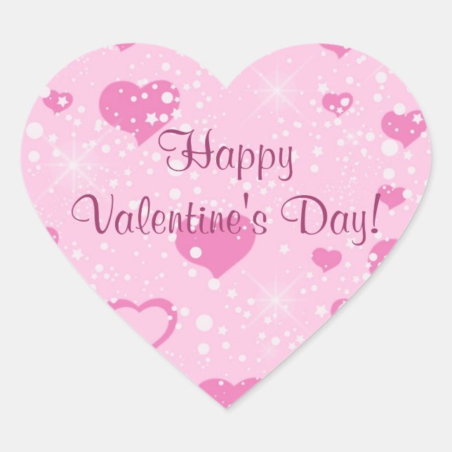 Pink Hearts Confetti Valentine Heart Sticker (Front)