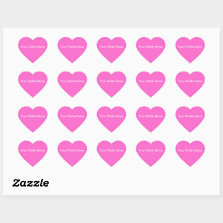 Pink Hearts Customized Name Stickers