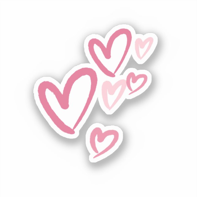 Pink Hearts Cute Doodle Sticker (Front)