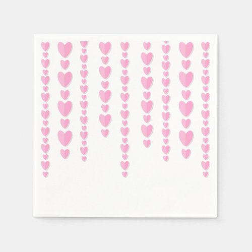 Pink Hearts Cute Valentines Party Napkins