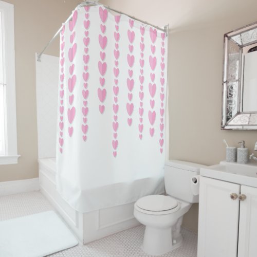 Pink Hearts Cute Valentines  Shower Curtain