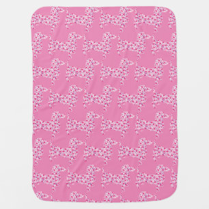 Pink Hearts Dachshund Baby Blanket