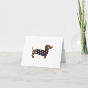 PINK HEARTS DACHSHUND GREETING CARD