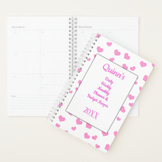 Pink Hearts Daily Budget Planner