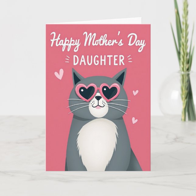 Pink Hearts Daughter Mothers Day Card (Front)