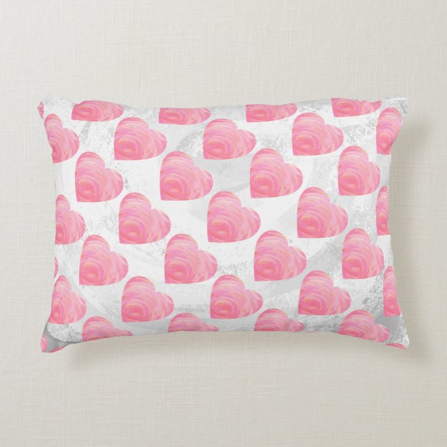 Pink Hearts Decorative Pillow (Front)