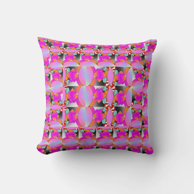 Pink Hearts Decorator  Throw Pillow (Front)