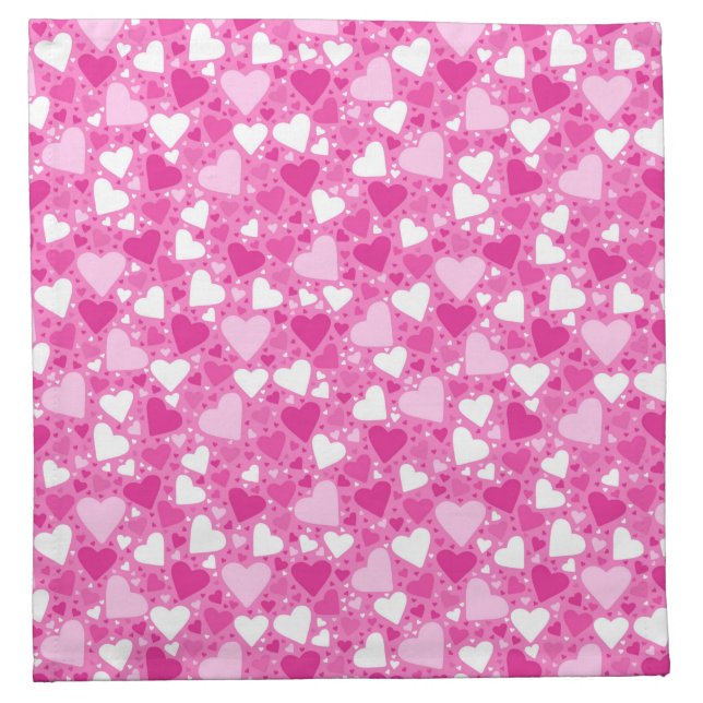 Pink Hearts Design for Breast Cancer Awareness Cloth Napkin (Front)