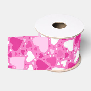 Pink Hearts Design for Breast Cancer Awareness Grosgrain Ribbon