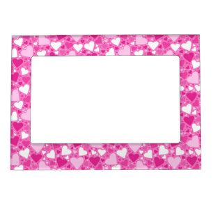 Pink Hearts Design for Breast Cancer Awareness Magnetic Frame