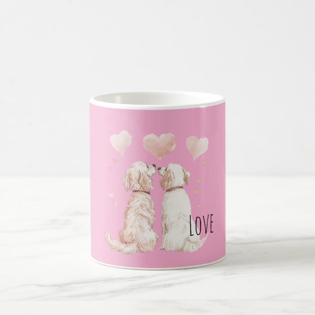Pink Hearts Dog Love Coffee Mug (Center)