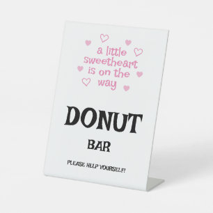 Pink hearts Donut Bar Shower Pedestal Sign