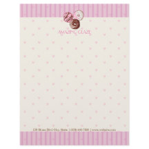 Pink Hearts Donut Shop Letterhead CUTE KAWAII