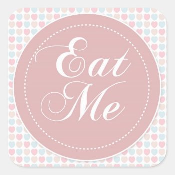 Pink Hearts 'eat Me' Candy Buffet Sticker by Cards_by_Cathy at Zazzle