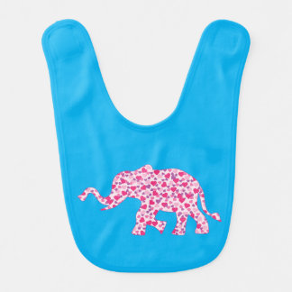 Pink Hearts Elephant Baby Bib
