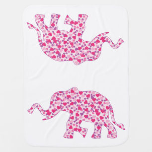 Pink Hearts Elephant Baby Blanket