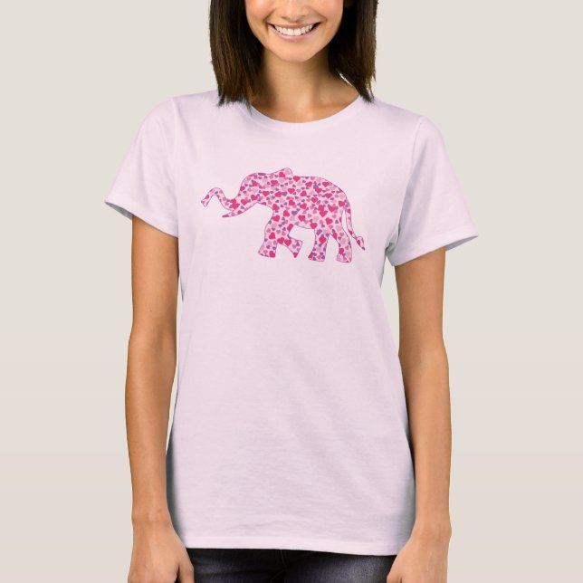 Pink Hearts Elephant T-Shirt (Front)