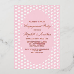 Pink Hearts Engagement Party Foil Invitation