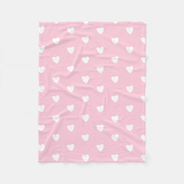 Pink Hearts  Fleece Blanket (Front)