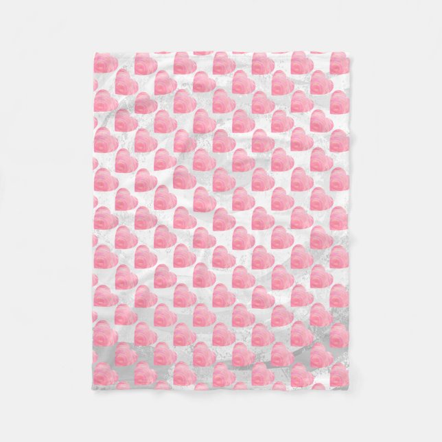 Pink Hearts Fleece Blanket (Front)