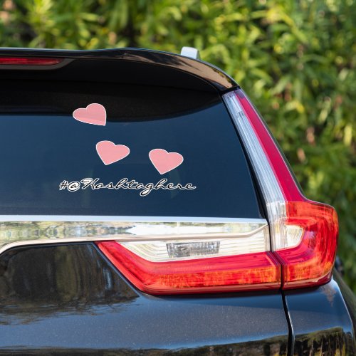 Pink Hearts Floating  Name  Script Car Decal