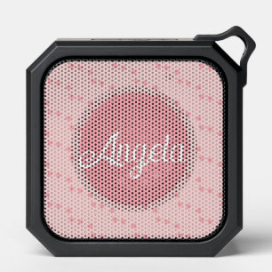 Pink Hearts Floating Pattern Name Bluetooth Speaker