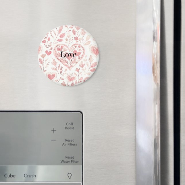 Pink Hearts Floral Love Magnet (In Situ (Fridge))