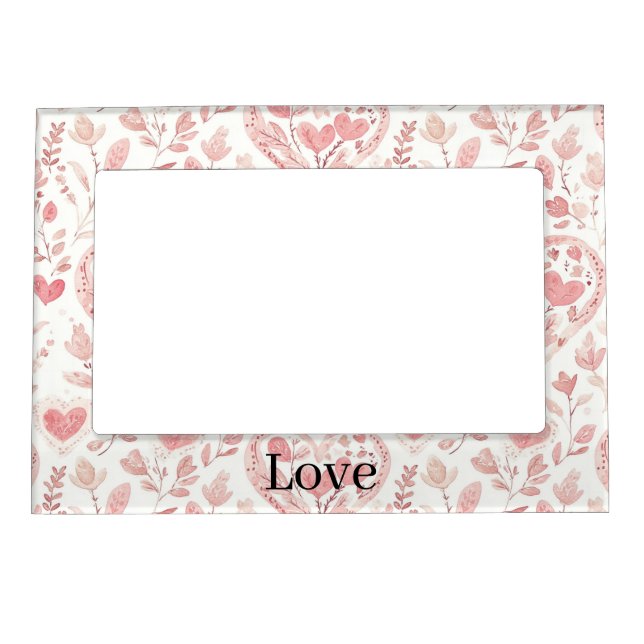 Pink Hearts Floral Love   Magnetic Frame (Front)