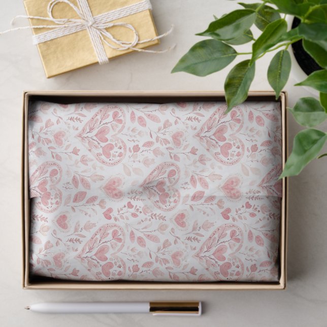 Pink Hearts Floral Love Tissue Paper (Gift)