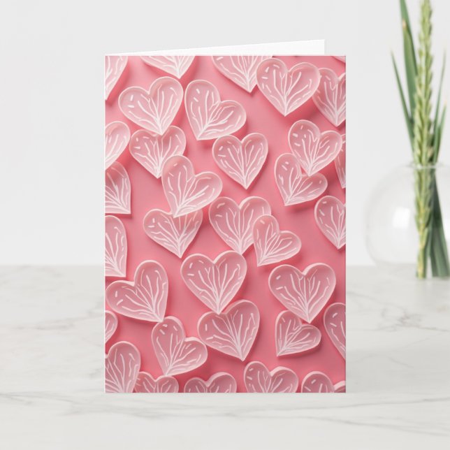 Pink Hearts For Her Valentines Card (Front)