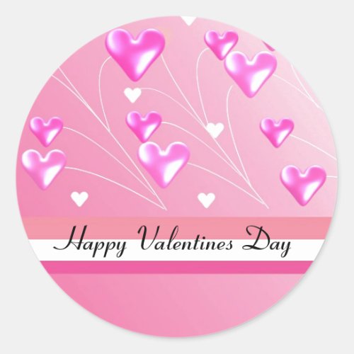 Pink Hearts for Valentines Day Classic Round Sticker