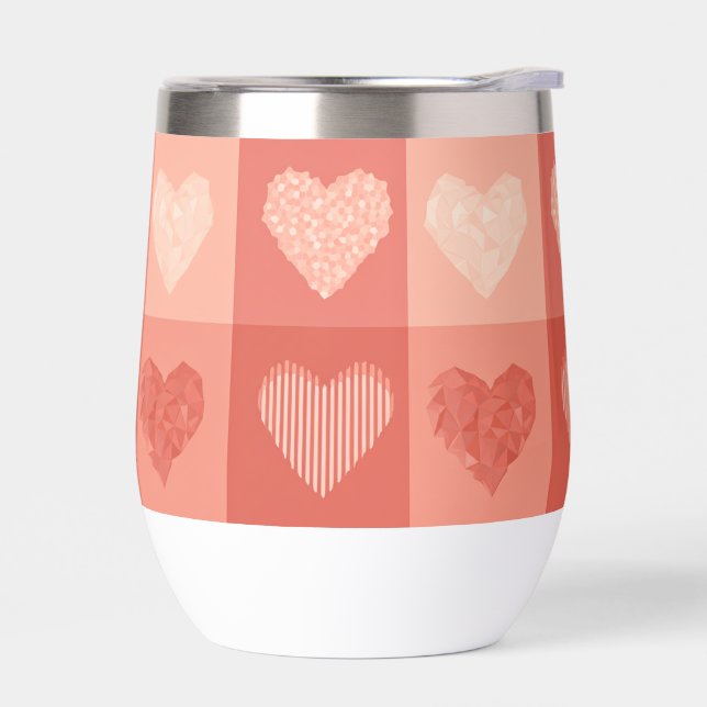 Pink Hearts for You Thermal Wine Tumbler (Left)