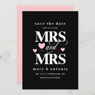 Pink Hearts Future Mrs & Mrs Lesbian Save the Date