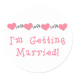 Pink Hearts Getting Married Tshirts and Gifts Classic Round Sticker