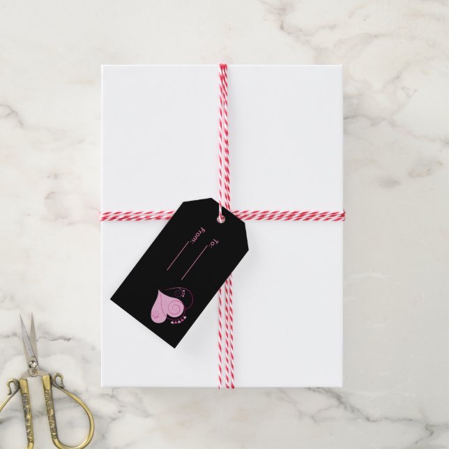 Pink Hearts Gift Tag (With Twine)